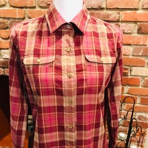 MARMOT Ladies Plaid Blouse in Maroon and Cream